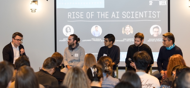 Panelists discuss AI and R&D at SF Tech Week 2025.