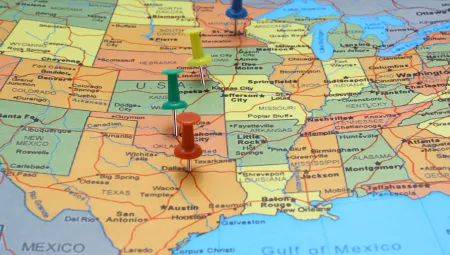 map of midwest US from Canada to Texas