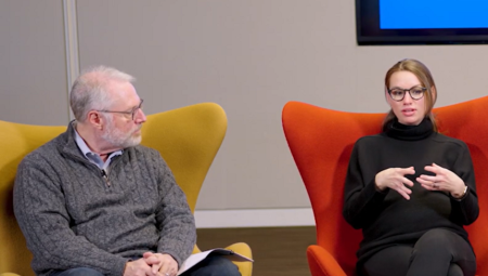 Mark Stevens and Sarah Chambless talking